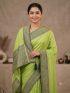 Elegant Sage Green Banarasi Saree with Intricate Zari Weavin