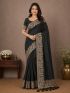 Elegant Black Embroidered Saree with Matching Blouse