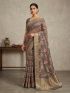 Elegant Floral Print Saree with Metallic Border. Cotton Saree