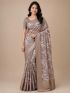 Elegant Floral Cotton Saree with Matching Blouse silver woven border