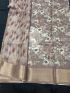 Elegant Floral Cotton Saree with Matching Blouse silver woven border