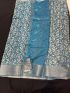 Elegant Blue Floral Cotton Saree with Matching Blouse