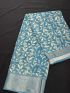 Elegant Blue Floral Cotton Saree with Matching Blouse
