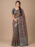 Elegant Black Floral Cotton Saree with Matching Blouse