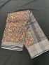 Elegant Black Floral Cotton Saree with Matching Blouse