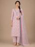 Elegant Pink Floral Cotton Salwar Suit with Matching Dupatta