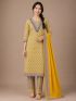 Elegant Mustard Yellow Cotton Salwar Suit with Matching Dupatt