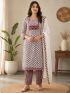 Elegant Maroon Floral  Cotton Salwar Suit with Matching Dupatta