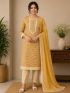 Elegant Mustard Printed Cotton Salwar Suit with Matching Dupatta