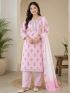 Elegant Pink Floral Printed Cotton Salwar Suit with Matching Dupatta