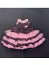 Girls Pink & Black Sequin Party Wear Frock Dress with Layered Net Skirt