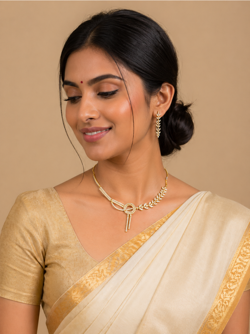 Imitation Neckalace with White AD Stones AD-NE-11