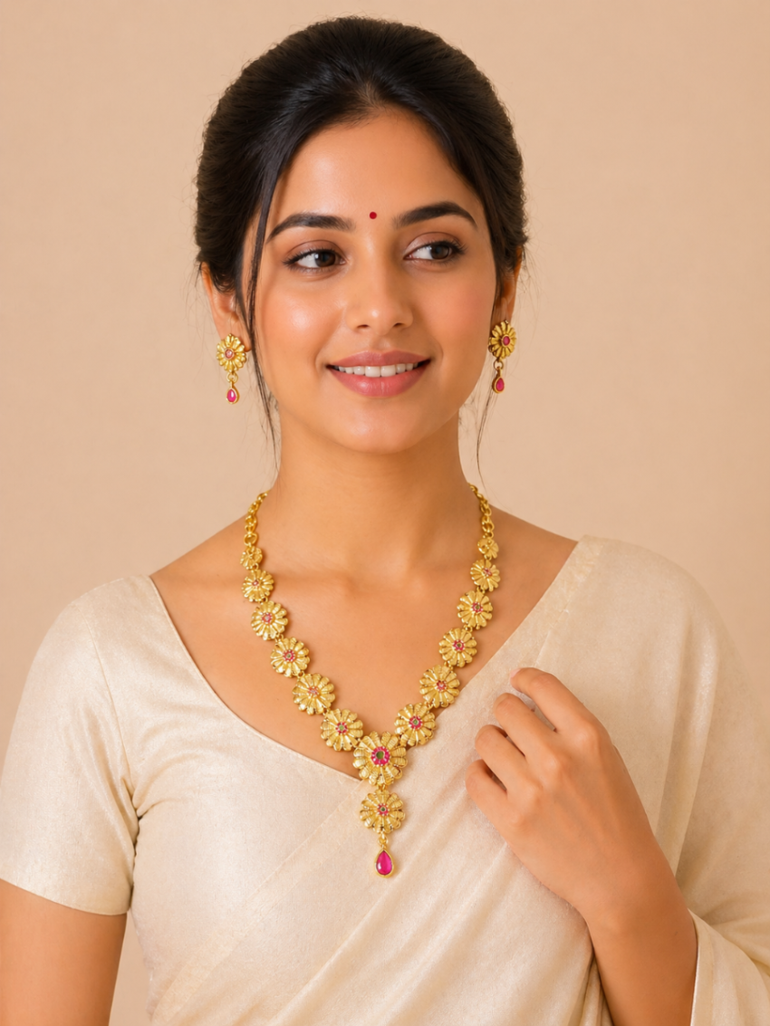 Neckalace with earrings and stones