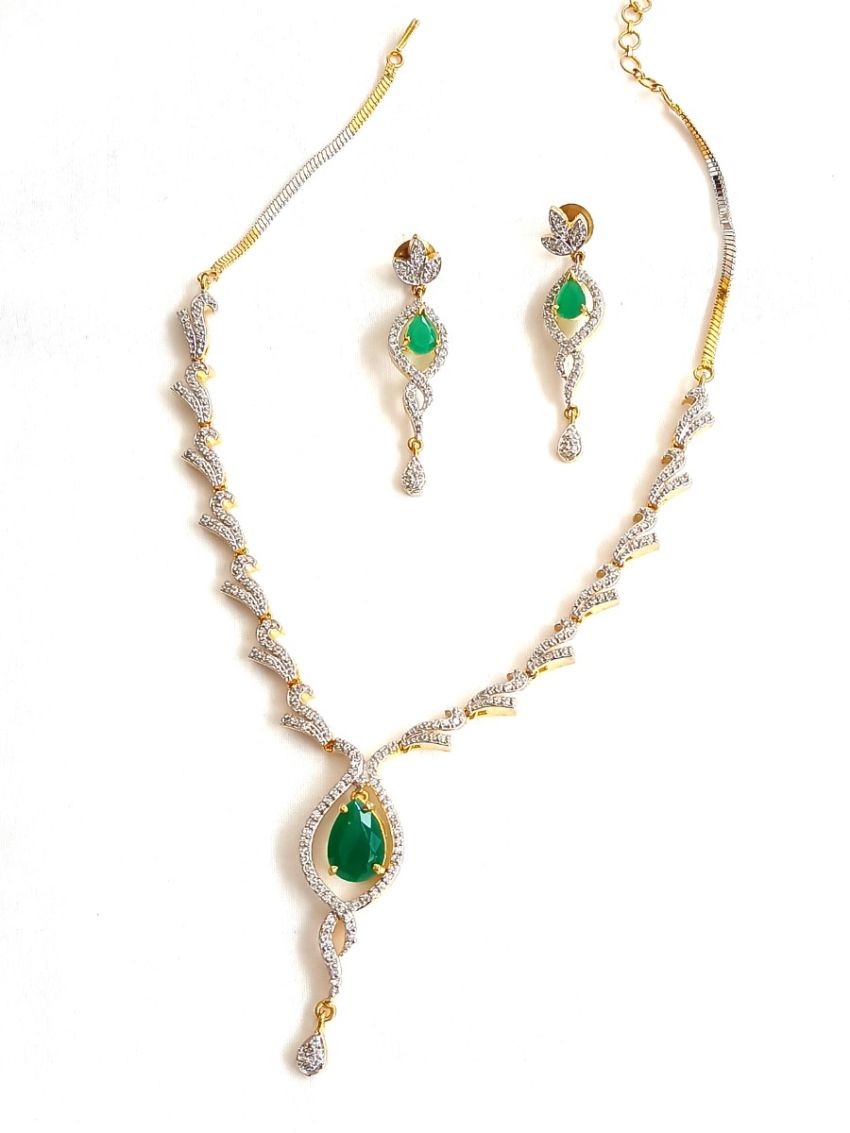 Imitation Neckalace with white AD stone and green stones