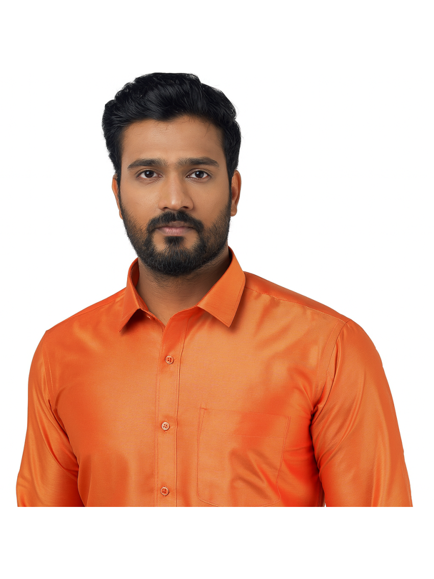 Orange coloured silk men's shirt