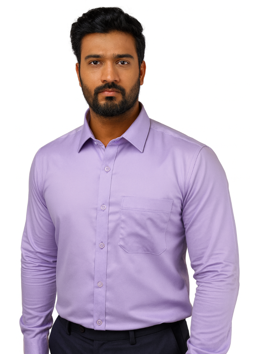 Lavender coloured mens silk shirt