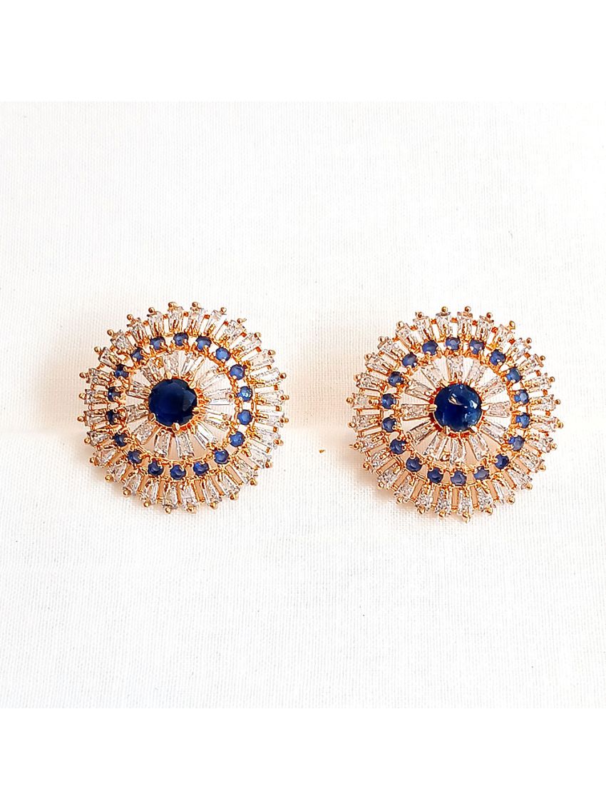 Blue stone earring with crystal buttons