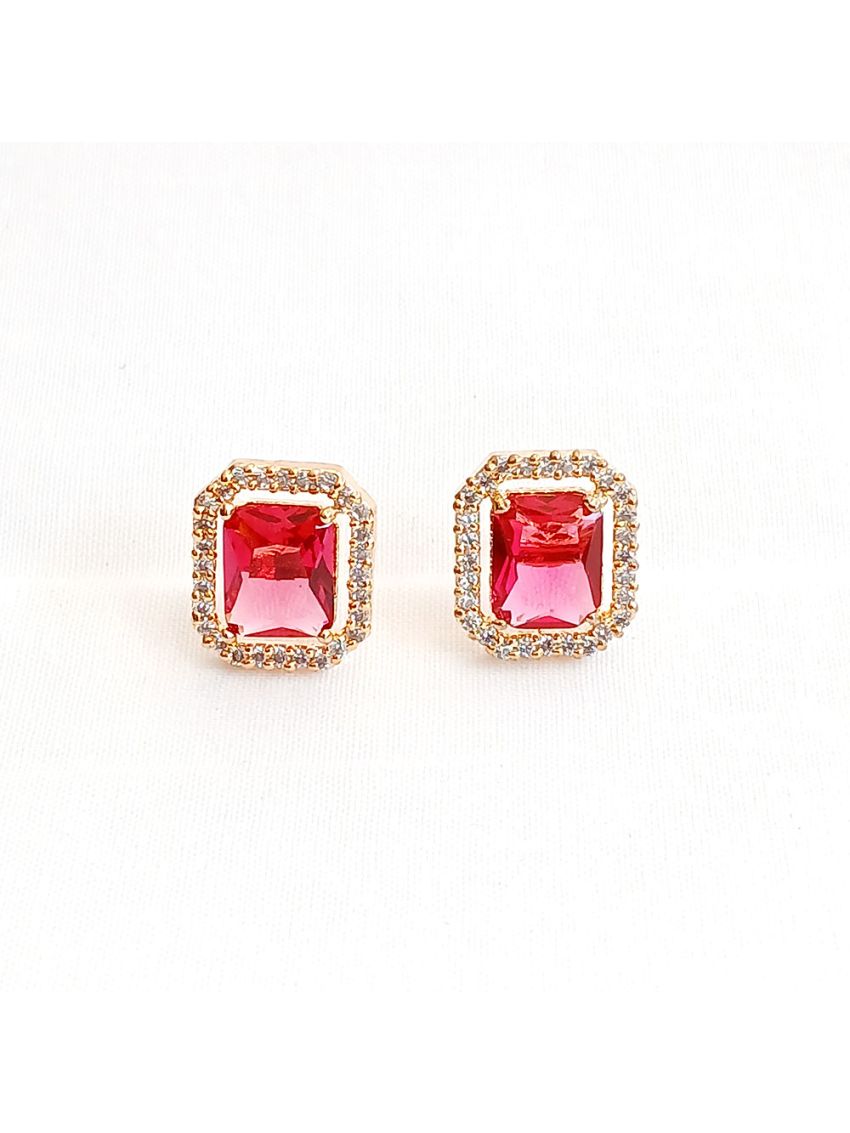 Stone earring with red cubic zirconia