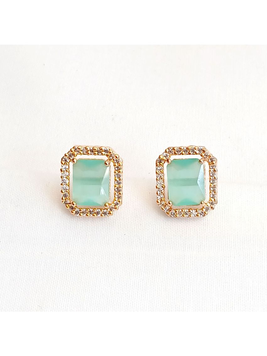 Big green opal diamond – gold plated earring