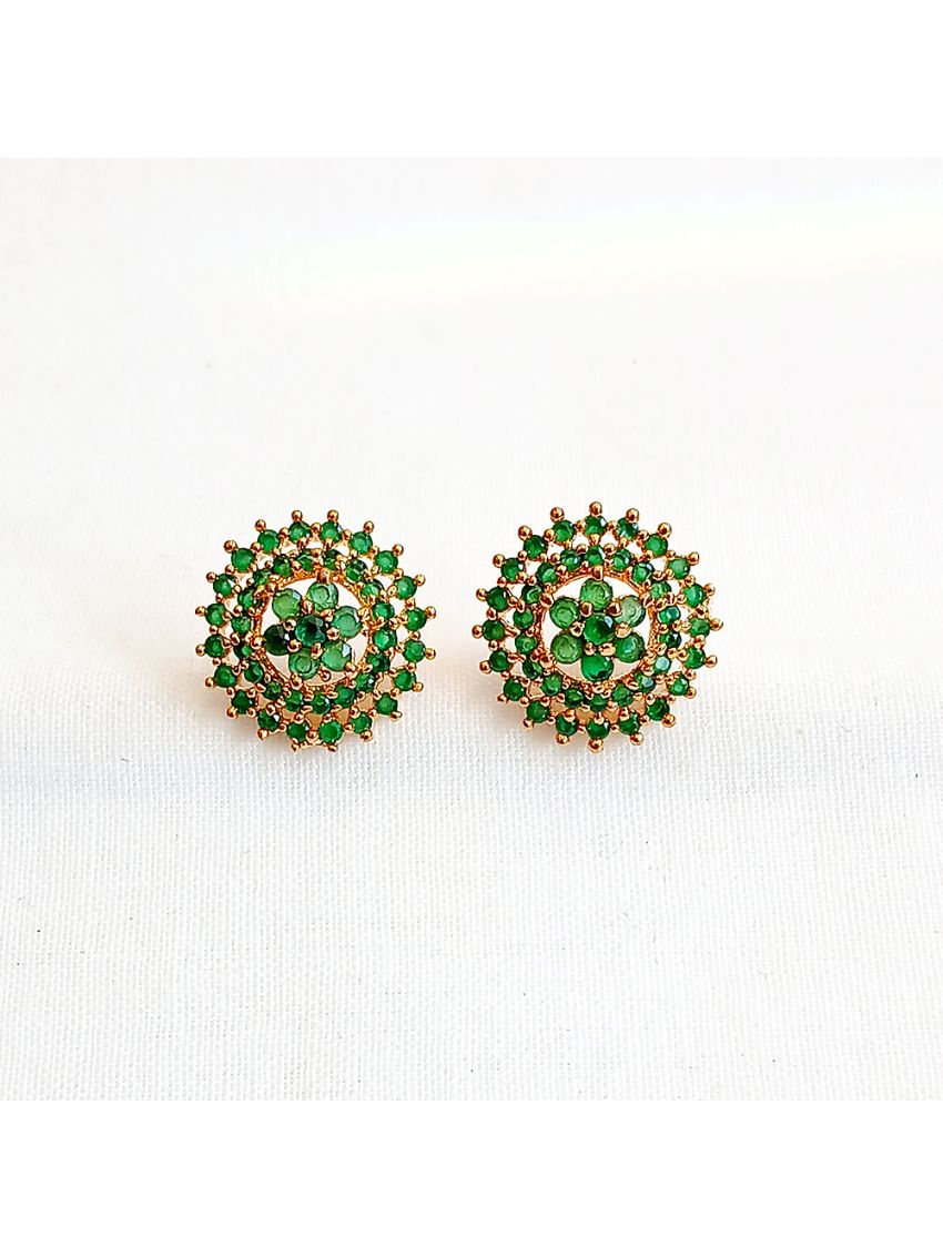 Green stone stud earring