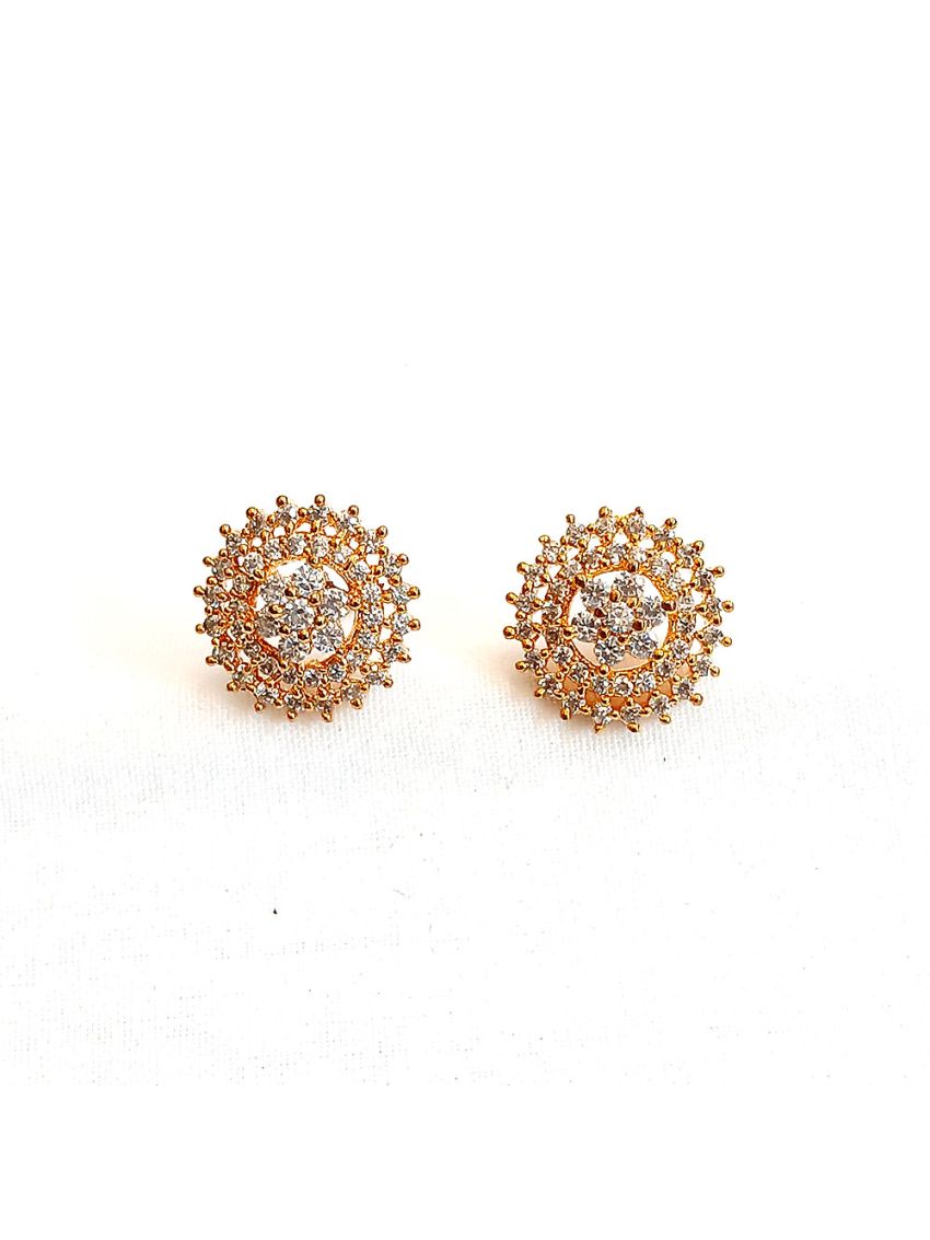 White stone earring in flower design