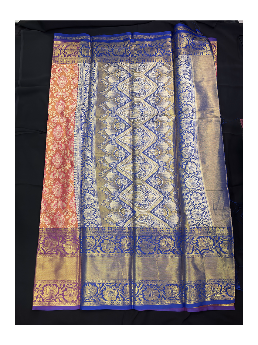 Silk Blend Printed Saree with Contrast Border & Amethyst Violet Blouse – Mandarin Silk | Festive & Occasion Wear