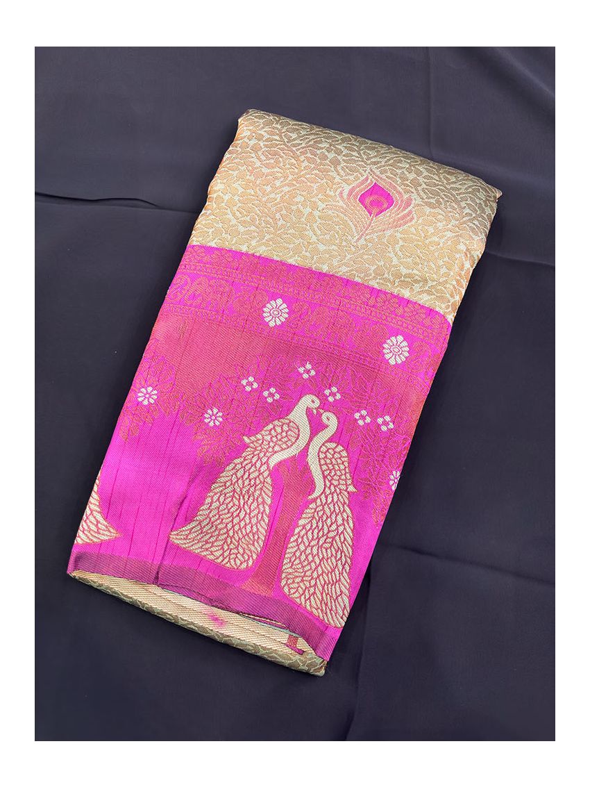 Premium Silk Blend Printed Saree with Contrast Border & Solar Violet Blouse – Amethyst Violet | Festive & Occasion Wear