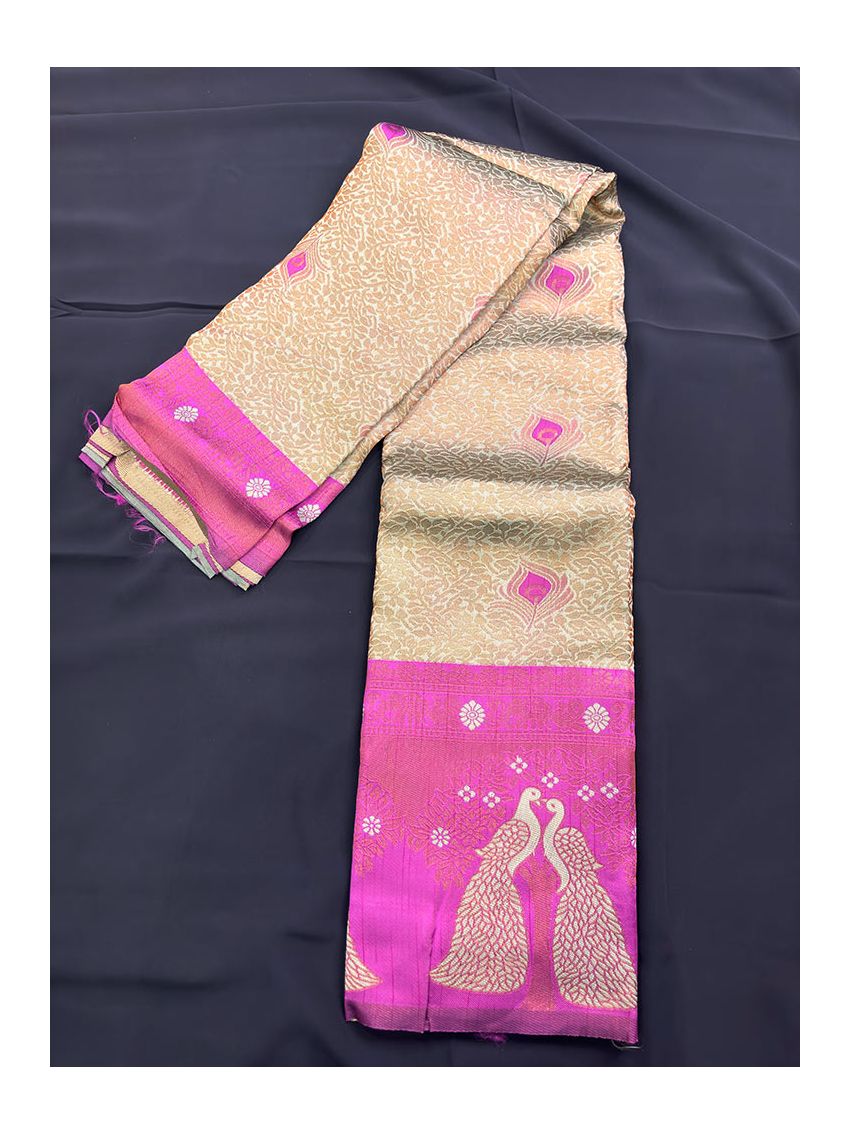 Premium Silk Blend Printed Saree with Contrast Border & Solar Violet Blouse – Amethyst Violet | Festive & Occasion Wear