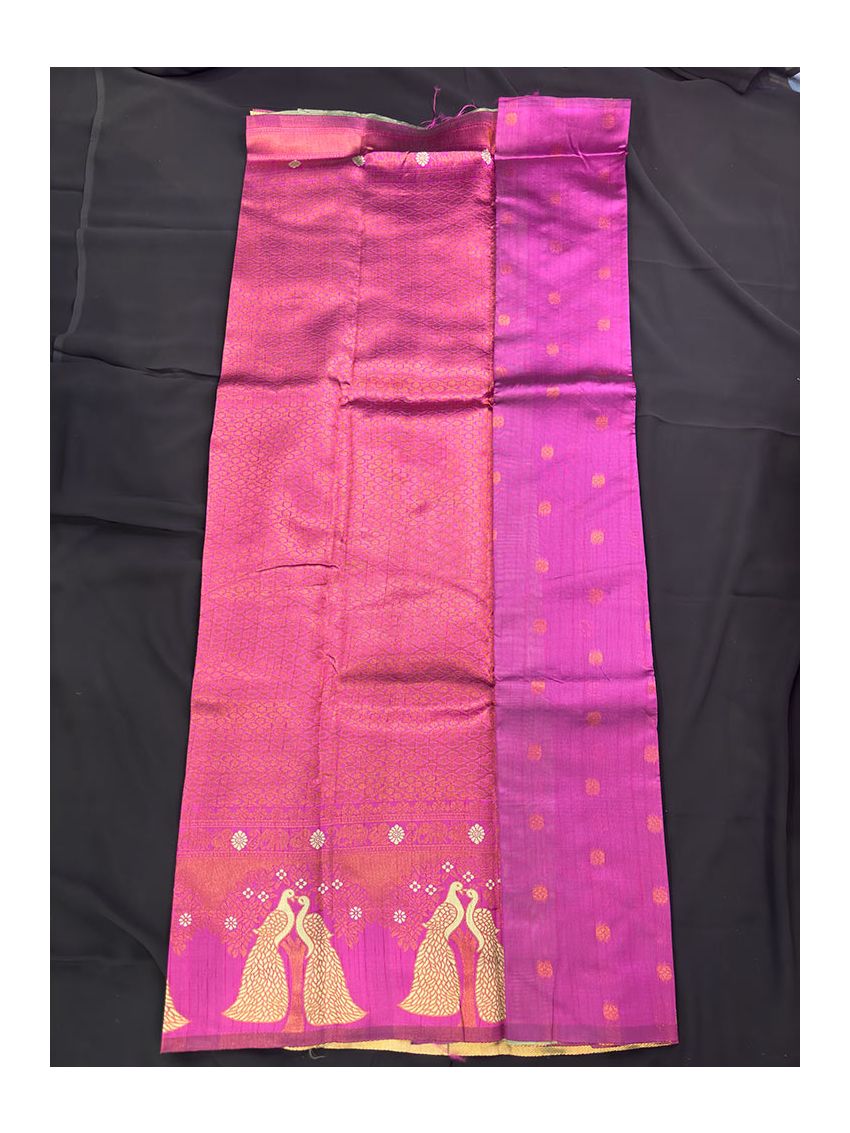 Premium Silk Blend Printed Saree with Contrast Border & Solar Violet Blouse – Amethyst Violet | Festive & Occasion Wear