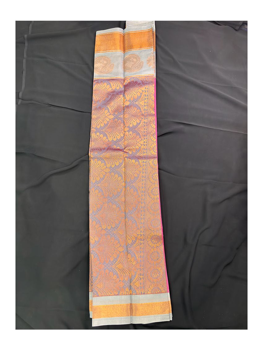 Silk Blend Printed Saree with Contrast Border & Mother of Pearl Blouse – Rosé | Festive & Occasion Wear