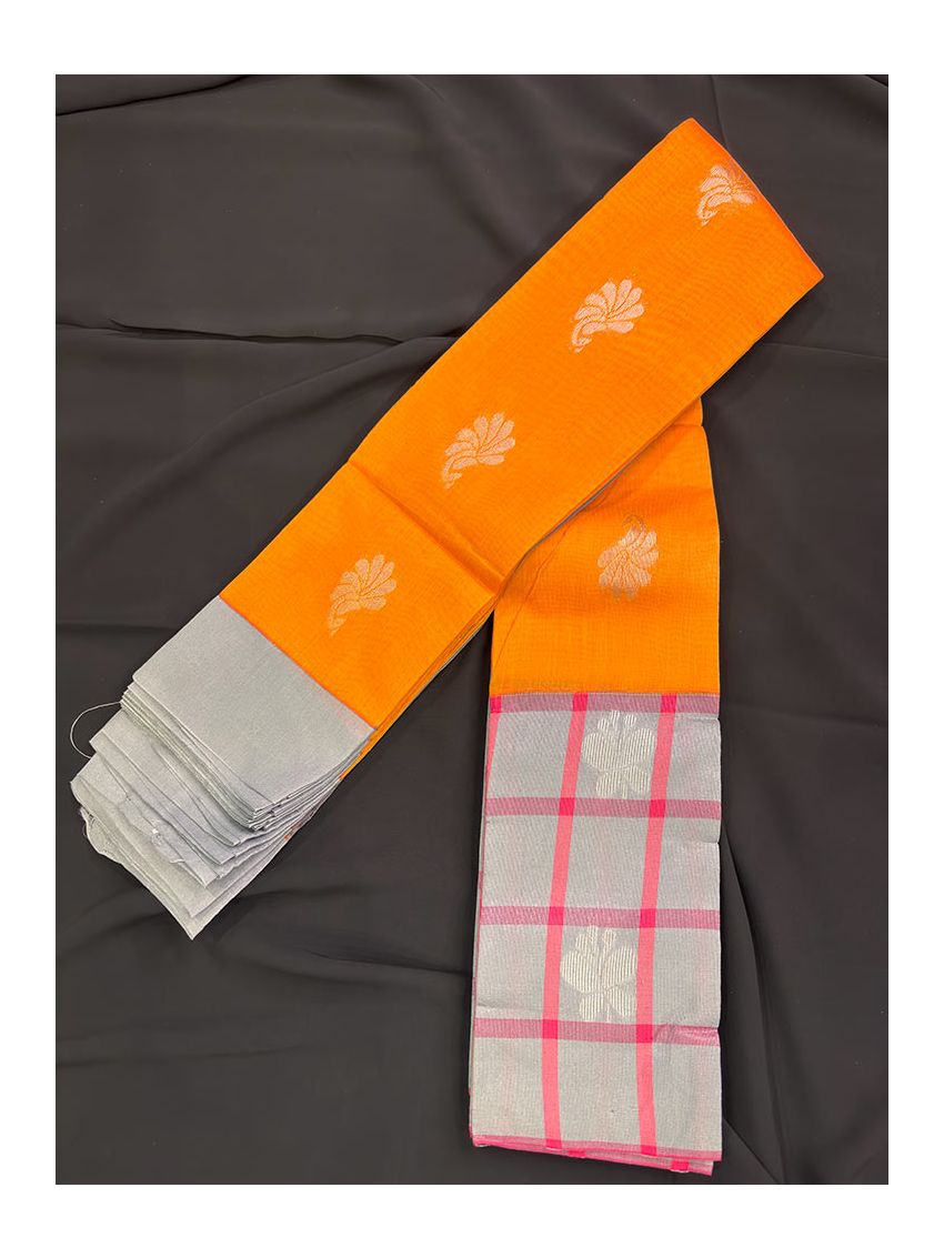 Silk Blend Printed Saree with Contrast Border & English Slate Blouse – Mandarin Silk | Festive & Occasion Wear