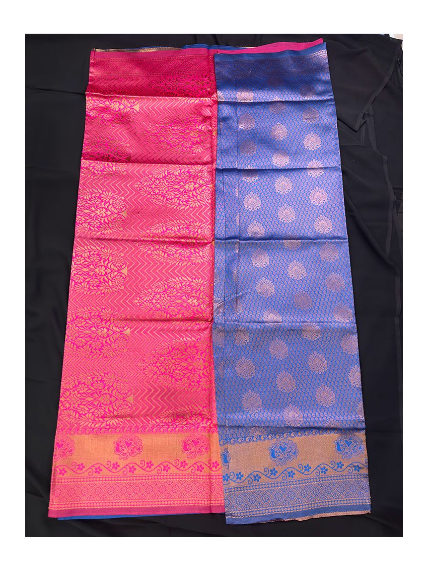 Silk Blend Printed Saree for Women | Cosmic Indigo with Contrast Border | Festive & Occasion Wear | Includes Rosé Blouse Piece