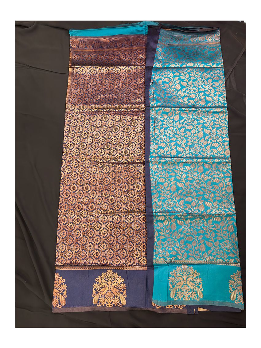 Silk Blend Printed Saree for Women | Persian Aquamarine with Contrast Border | Festive & Occasion Wear | Includes Midnight Sapphire Blouse Piece