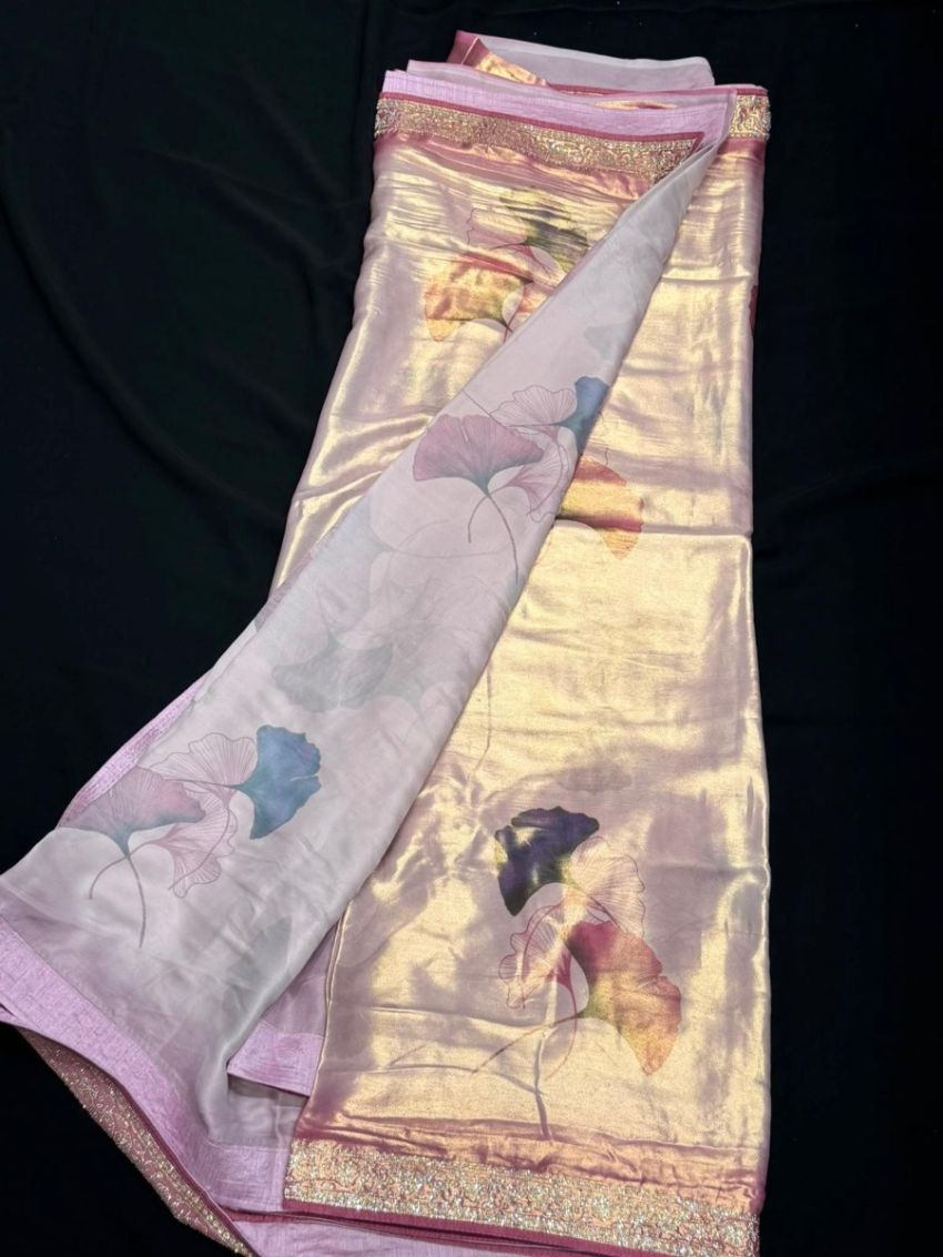 Pastel Pink Soft Silk Saree with Matching Blouse Piece