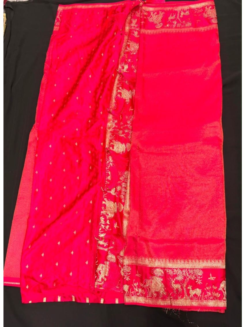  Red Soft Raw Silk Saree with Matching Blouse Piece