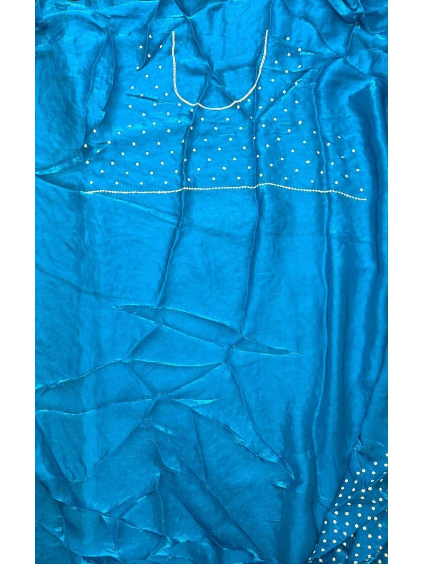  Royal Blue Embellished Soft Silk Saree with Matching Blouse Piece