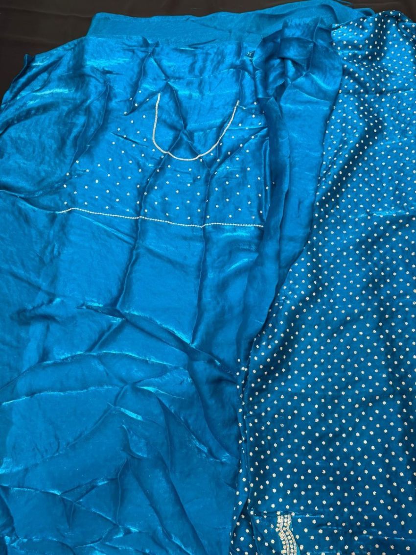  Royal Blue Embellished Soft Silk Saree with Matching Blouse Piece