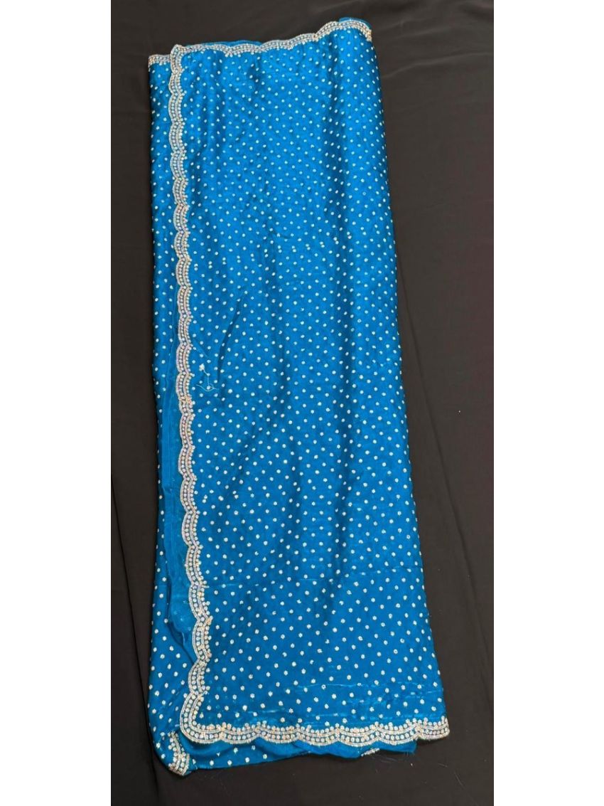  Royal Blue Embellished Soft Silk Saree with Matching Blouse Piece