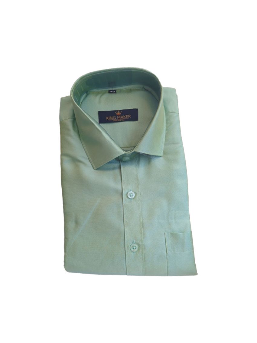 Light green coloured mens silk shirt