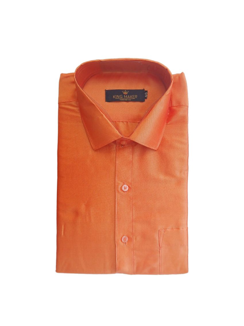 Orange coloured silk men's shirt