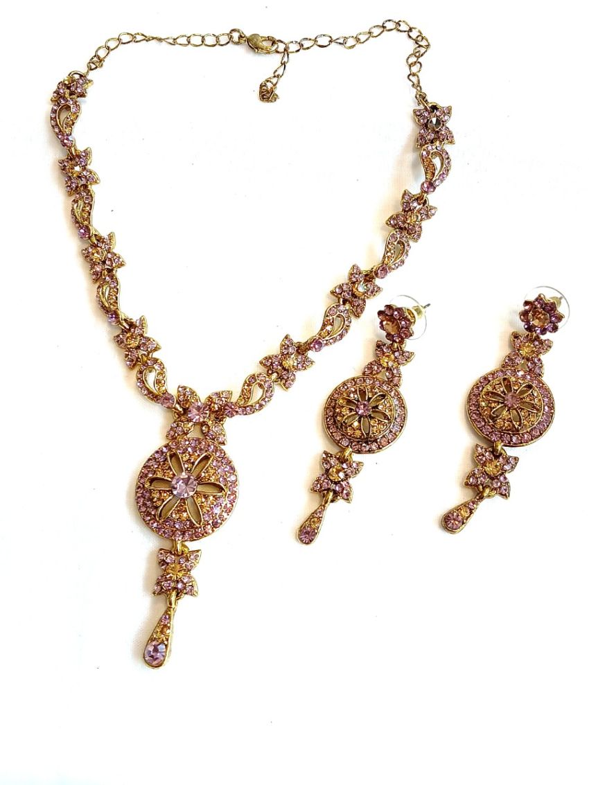 Neckalace and earring with purple color stones ST-NE-16