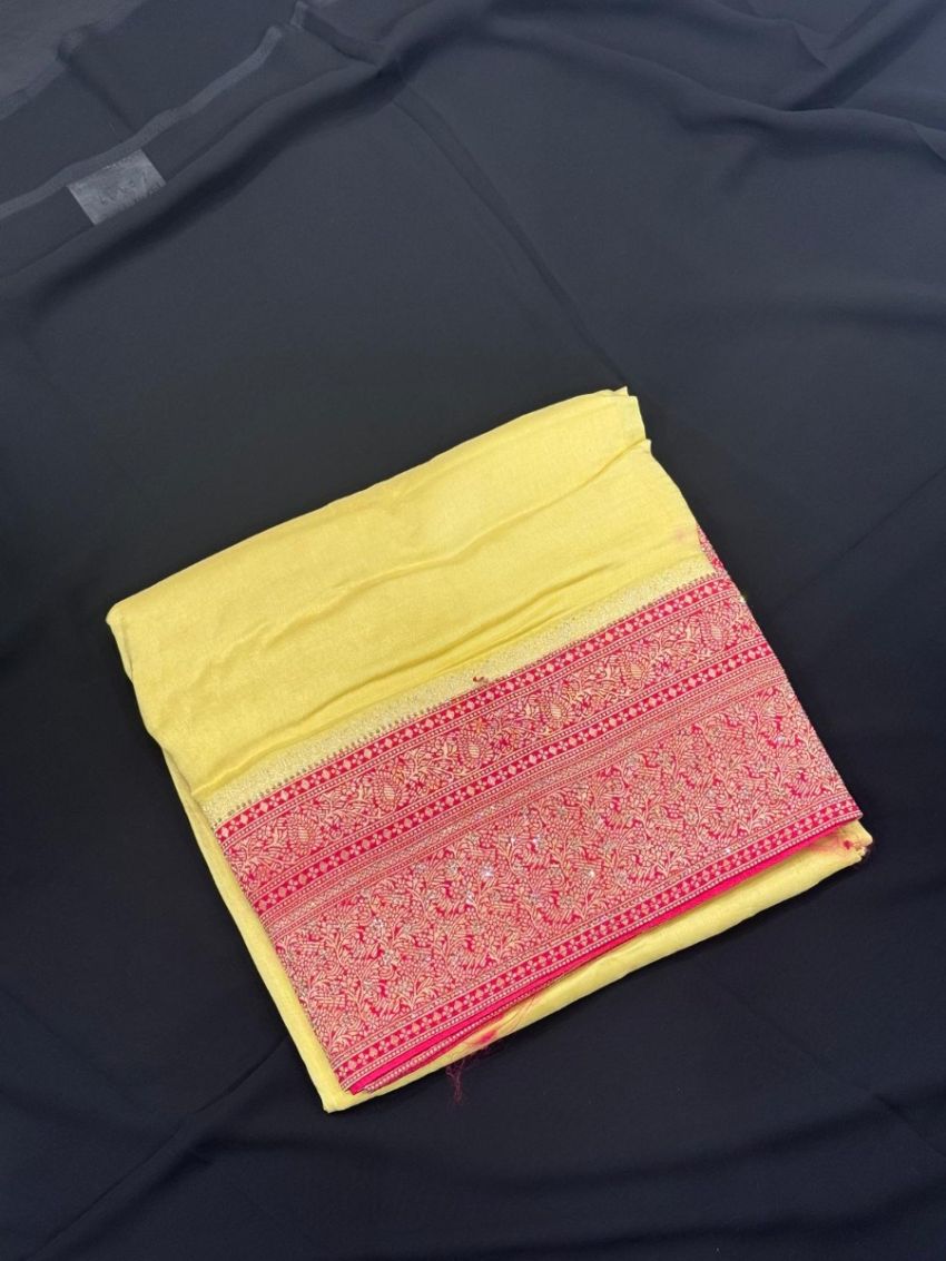 Yellow Banarasi Silk Saree 