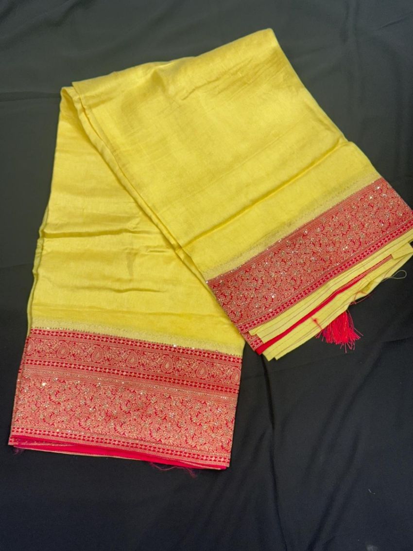 Yellow Banarasi Silk Saree 