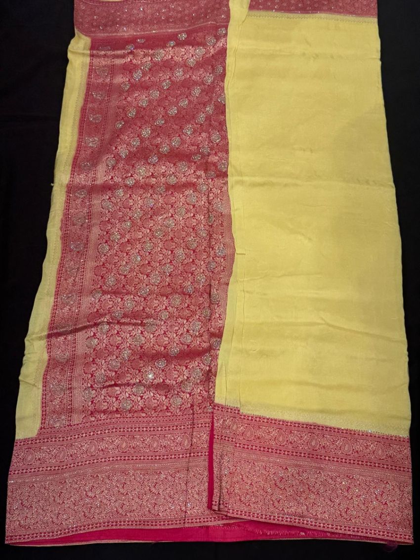 Yellow Banarasi Silk Saree 