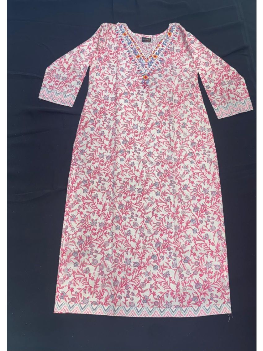 Elegant Pink Floral Cotton Salwar Suit with Matching Dupatta