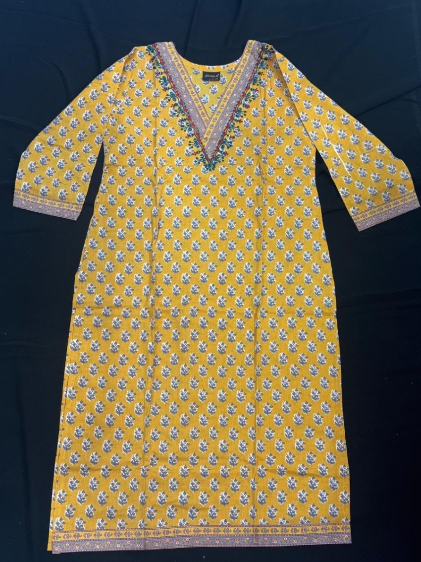 Elegant Mustard Yellow Cotton Salwar Suit with Matching Dupatt