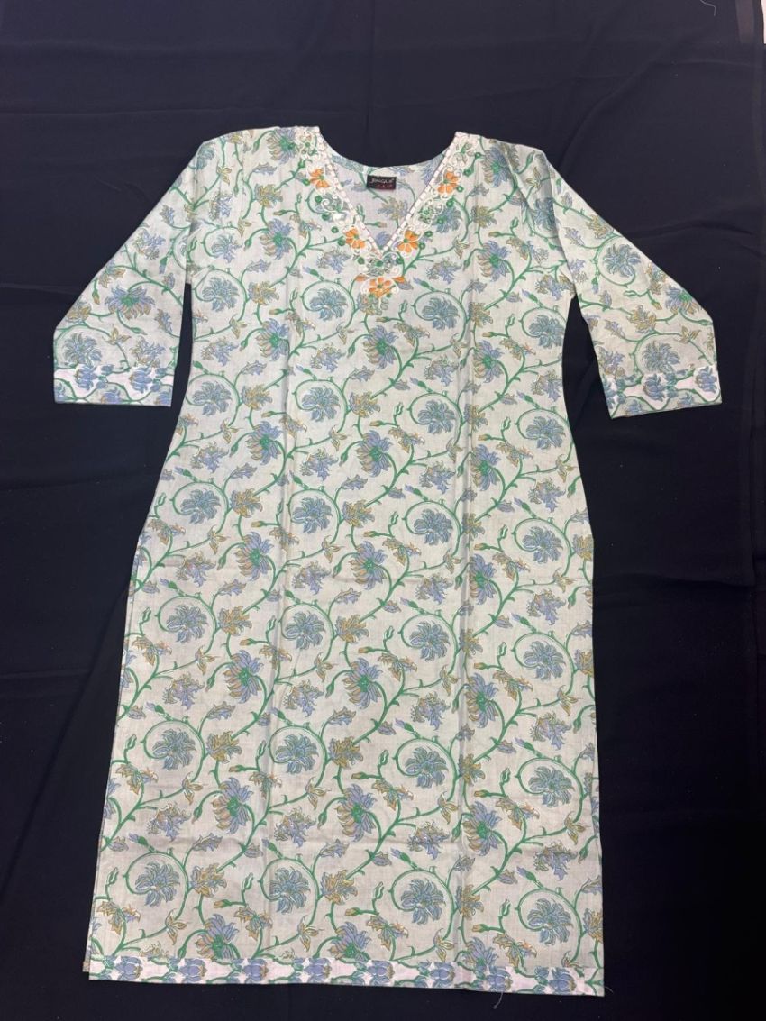 Elegant White Floral Cotton Salwar Suit with Matching Dupatta