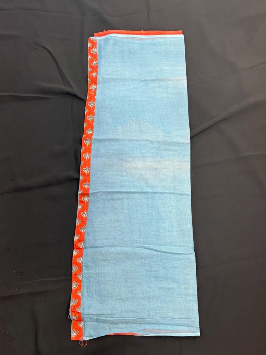 Elegant Brick Red Cotton Salwar Suit with Matching Sky Blue Dupatta