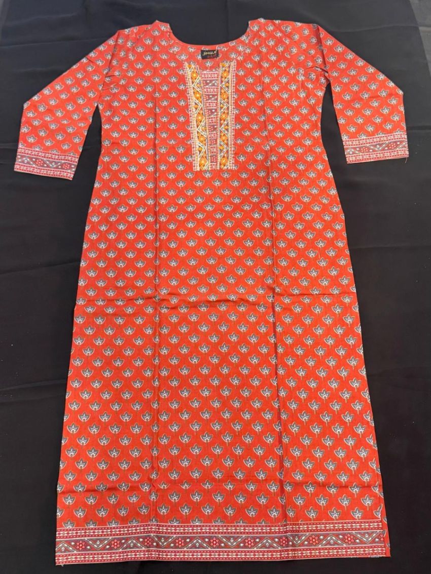 Elegant Brick Red Cotton Salwar Suit with Matching Sky Blue Dupatta