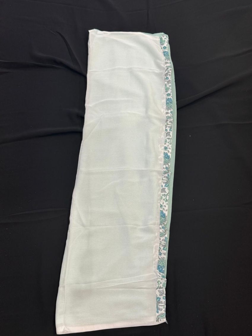 Elegant Aqua Floral Cotton Salwar Suit with Matching Dupatta
